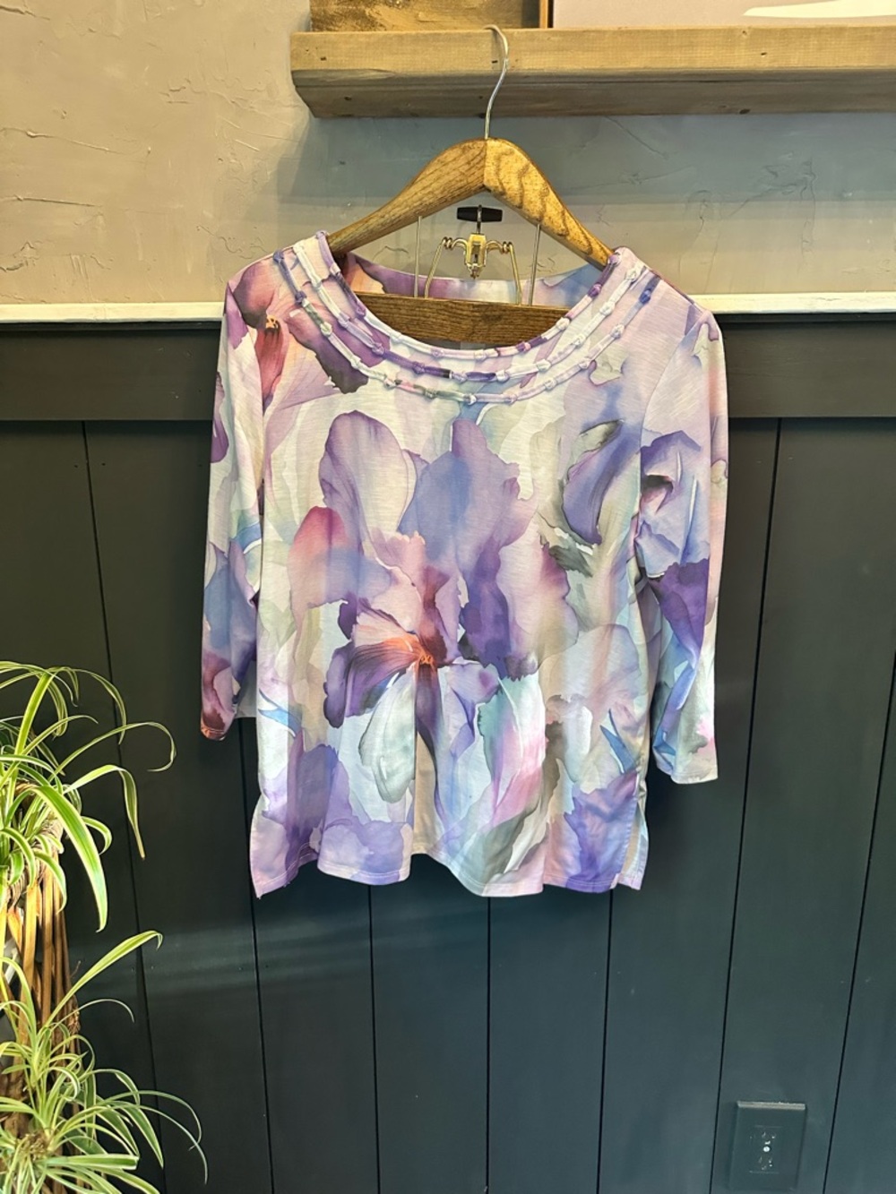 Alfred Dunner Abstract Pastel Floral Top Size M